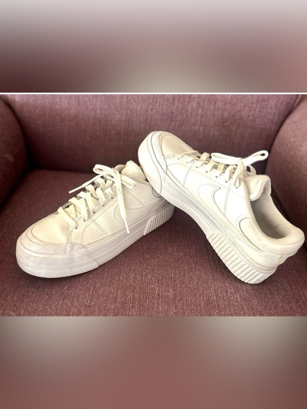 Nike Court Legacy Lift Triple White Women's tennis shoes Size 8